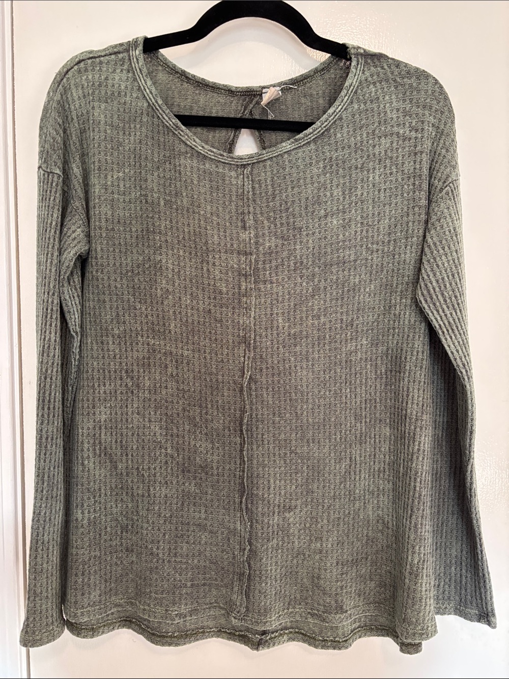 sundays Sage Green Waffle Knit Long Sleeve sweater